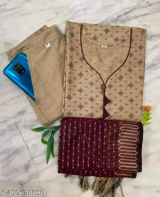 "Trendy Women's Cotton Kurti Set – Elegant Design, Multiple Sizes Available"